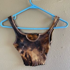 Shein XS brown marbled crop tank top